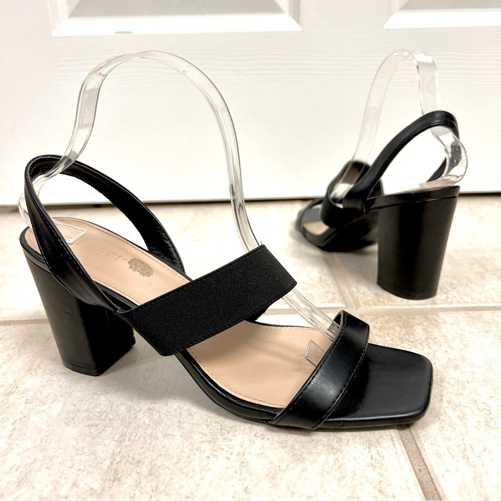 Alexis Bendel Comfort Size 9 Black Sandals square toes Block Heel leather